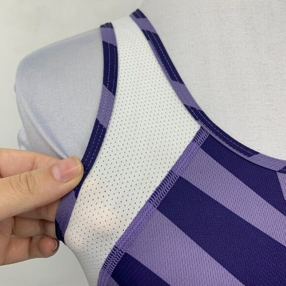 Nike Tank Top Womens XS Extra Small Purple Striped Dri Fit Mesh Panels Running - Picture 4 of 13